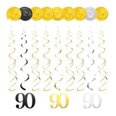 12pcs Mixed Color Hanging Swirls Decorations, Sparkle Swirls for 90th Birthday