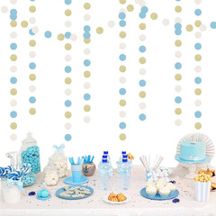 Light-Dusty Blue Beige-Gold Boho Party-Decorations – 64Ft Men Boy Birthday Paper