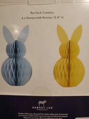 Dabney Lee 4pk Spring Easter Paper Honeycomb Bunny Rabbit Ears 12.8″ Table Decor