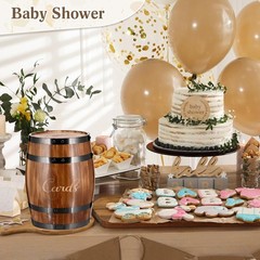 Wedding Oak Whiskey Barrel Card Box with Slot Gift Light Brown