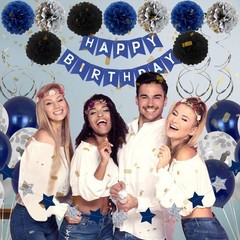 Birthday Decorations for Men Women Boys Girls – Blue Party Decor With Happy B…