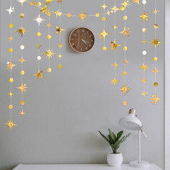 Glitter Gold Star Circle Dot Garland 30 Feet Twinkle Gold Star Circle Dot Ceilin