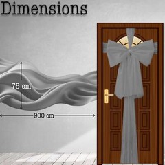 2PCS Giant Christmas Door Bow Silver Organza Wedding Festive Xmas Home Decor 9m
