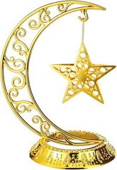 Ramadan Decorations Metal Eid Mubarak Table Decoration Moon Hollow Star Gold