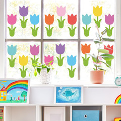 Spring Tulip Floral Cutouts Colorful Flower Leaves Shape Cut-Outs Cardboard P…