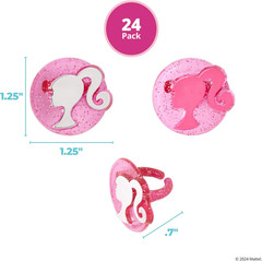 Barbie Rings, 24 Barbie Silhouette Cupcake Decorations, Pink Glitter Cake Topper