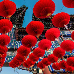 10Pcs Red Chinese Lanterns for Lunar New Year and Festive Celebrations