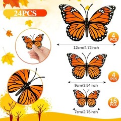 Monarch Butterfly Decorations, 24 PCS Monarch Butterfly Wall Decor 3D Style a