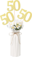 50Th Anniversary Decorations NO 50, 10 Pack Double-Sided Gold Glitter 50Th Birth