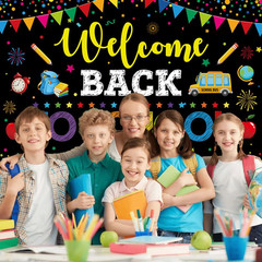 Welcome Back to School Backdrop, 72 X 44 Inch First Day of School Banner | Welco