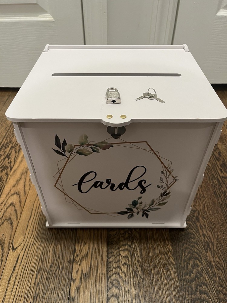 OurWarm Wedding Shower Reception PVC Gift Card Money Box with Slot, Lock & Key