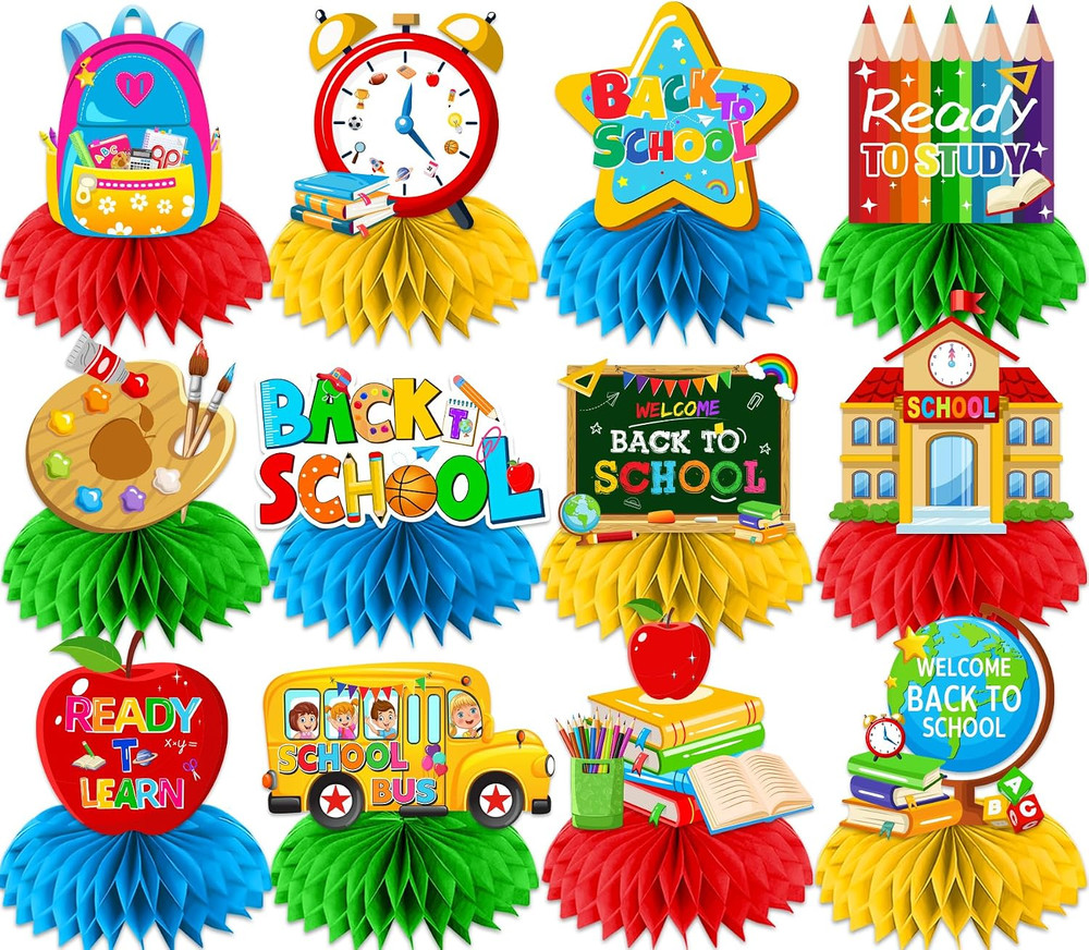Back to School Decorations,12Pcs Welcome Back to School Table Decorations Honeyc