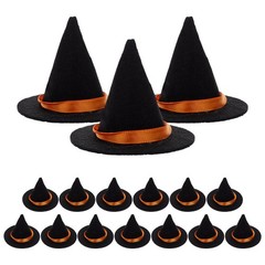 16Pcs Mini Black Felt Witch Hats Durable Halloween Bottle Topper Party Decor