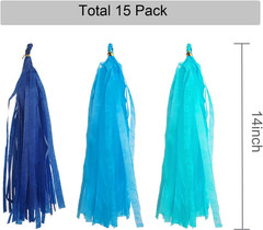 Navy Blue and Light Blue Tissue Paper Tassel(3 Colors),Paper Tassel Garland Bann