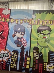 Marvel characters happy seventh birthday heroes comic book backdrop 3 x 5