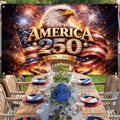 America 250th Anniversary Flag Backdrop 1776-2026 250 Years of Birthday