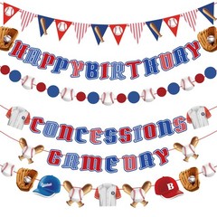 Homarkable Pre-Strung Baseball Party Decorations with Concessions Blue&red
