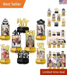 8Pcs 40th Birthday Decorations Honeycomb Centerpieces for Women Men, Black Go…