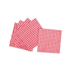 Disposable Gingham Party Supplies, 25 Pcs Plates Cups Spoons, Red