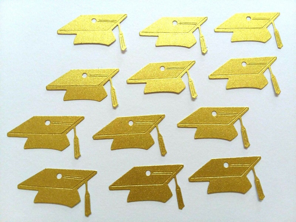 Graduation Glitter Caps Paper Die Cut Embellishment Party Confetti DIY 4 Colors