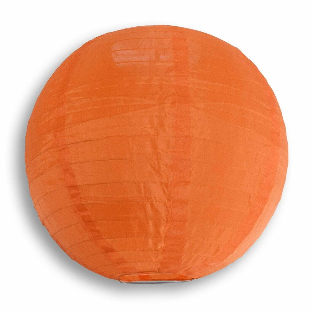 8″ Orange Shimmering Nylon Lantern, Even Ribbing, Durable, Hanging