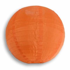 8″ Orange Shimmering Nylon Lantern, Even Ribbing, Durable, Hanging