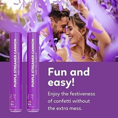 2 Pack Streamer Confetti, 12» Biodegradable Purple Cannon, Poppers for Wedding