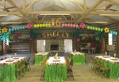 Transform Your Party with 2 Hibiscus Green 9ft Disposable Luau Table Skirts