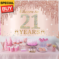 Large Cheers to 21 Years Birthday Decorations for Women, Pink Rose Gold Happy 21