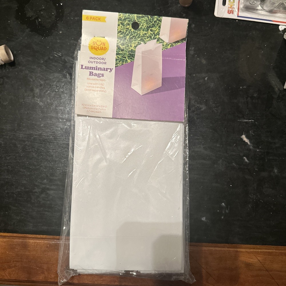 Halloween-6 PACK Sun Squad White Indoor/Outdoor Luminary Bags 10″ x 5″ x 3″