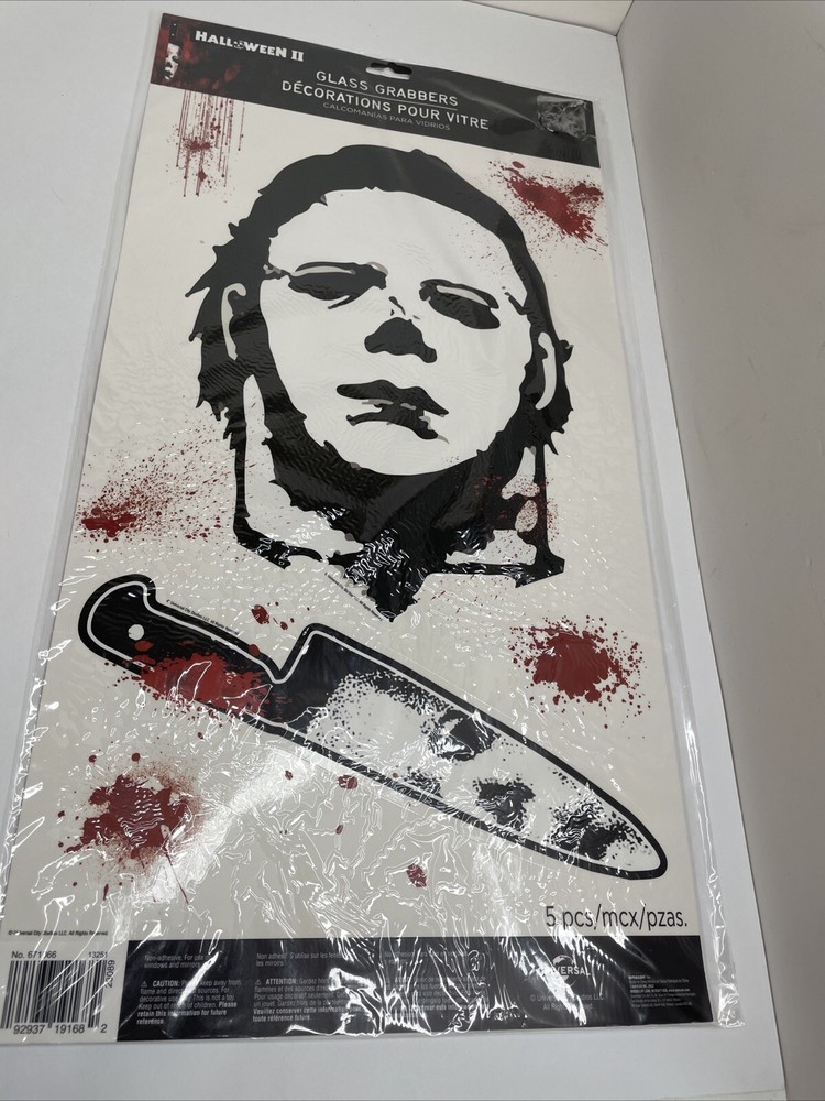 HALLOWEEN II MOVIE GLASS GRABBER DECORATIONS 5pc) Window Gel Cling Michael Myers
