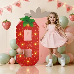 Strawberry Birthday Party Decorations for Home, 3FT Foam Cardboard Marquee Nu…