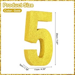 Number 5 7.9″ Glitter Number Birthday Decor, Gold(4.3″ L)