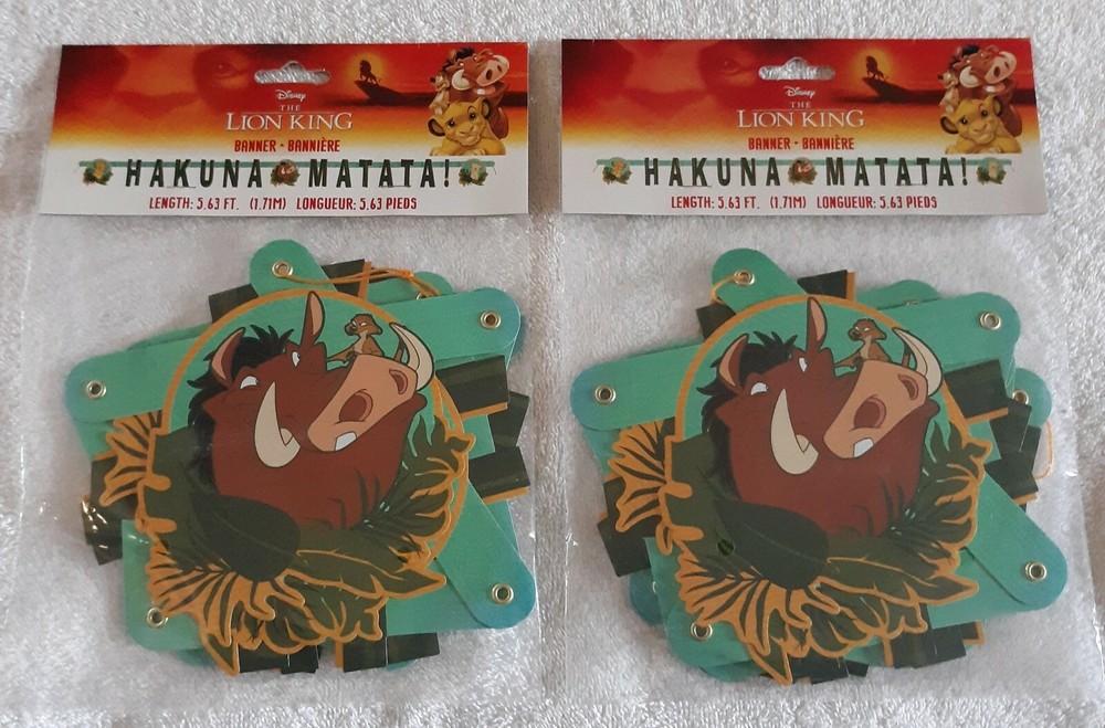 2 Disney LION KING Hakuna Matata BANNERS ~ Birthday Party Supplies Hanging Decor