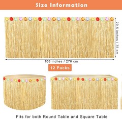 12 Pack Grass Table Skirt for Luau Party