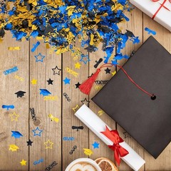 2500pcs Graduation Confetti Decorations, Black Gold Blue Congrats Grad Table …
