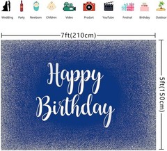 Royal Blue Happy Birthday Backdrop Adults Mans Boys Bday Party Banner Silver