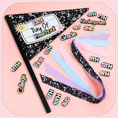 Composition Book First Last Day School Flag Kit Ribbons 23 PCS Photo Prop