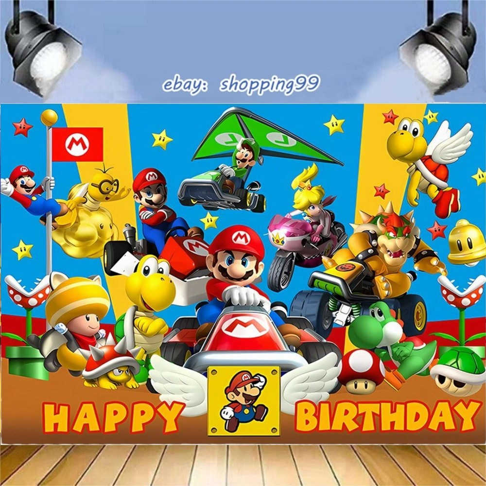 Classic Super Mario game Backdrop Birthday Party Decorations Photo Background