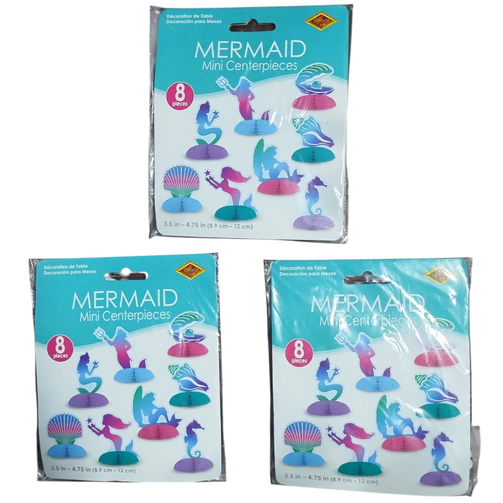 Mermaid Mini Centerpiece 8 Pc Tissue Paper Birthday Party Decorations 3 Sets