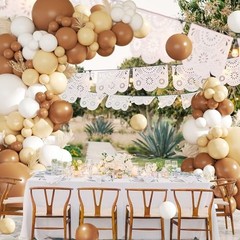 White Balloon Garland Arch Kit,145pcs Mexican Neutral Nude White Brown