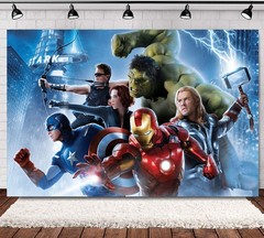 Superhero Avengers Poster Backdrop Boys Birthday Party Photo Background Banner