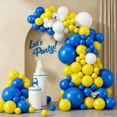 103Pcs Blue and Yellow Balloon Garland Arch Kit, 18/12/10/5 Inch White Royal Blu