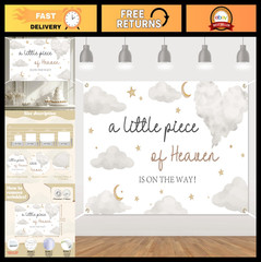 Cloud Theme Baby Shower Backdrop – A Little Piece of Heaven Decorations 5x3ft