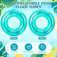 1 Pcs 42 Inch Large Inflatable Pool Float Tube for Adult Glitter Sparkly Confett