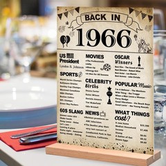 60th Birthday Party Decorations – Vintage 1966 Acrylic Sign & Stand, Table Decor