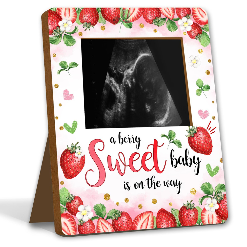 Strawberry Baby Shower Decorations, Baby Shower Sign Picture Frame, Berry Sweet