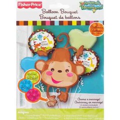 Fisher Price WELCOME BABY Monkey Balloon Bouquet 5ct Baby Shower Gender Neutral