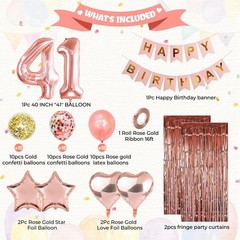 Rose Gold 41st Birthday Decorations For Her Party Decor Supplies