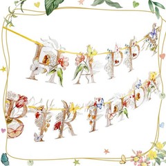 Happy Birthday Banner, Boho Butterflies, Wildflower Party Decor, Multicolor